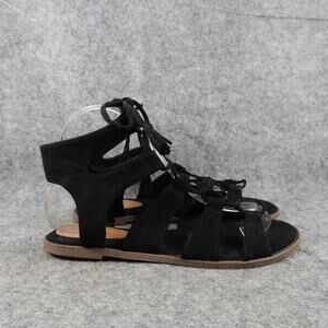 Old Navy Shoes Womens 7 Sandals Fashion Gladiator Lace Up Tie Black Casual Flat